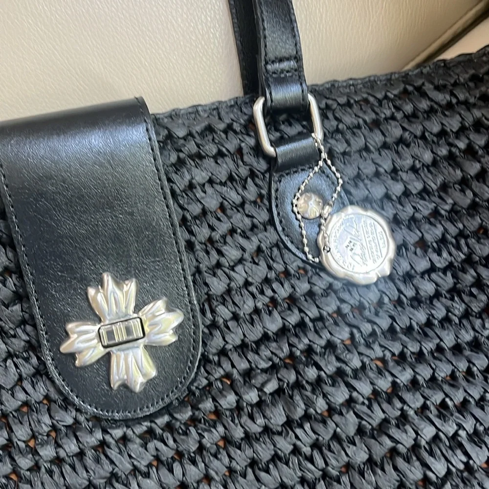 Patricia Nash Manarola black straw tote bag